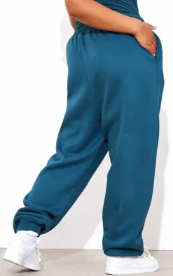 PRETTYLITTLETHING Plus Teal High Waisted Sweatpants