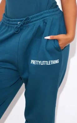 PRETTYLITTLETHING Plus Teal High Waisted Sweatpants