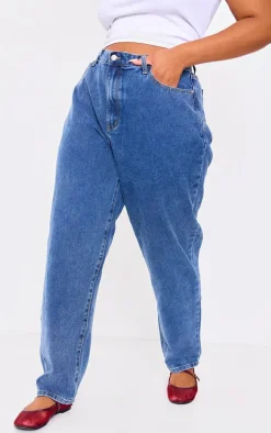 PRETTYLITTLETHING Plus Vintage Wash Mom Jeans