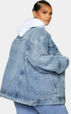 PRETTYLITTLETHING Plus Vintage Wash Oversized Boyfriend Denim Jacket