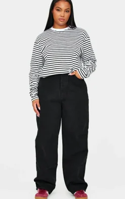 PRETTYLITTLETHING Plus Washed Black Boyfriend Jeans