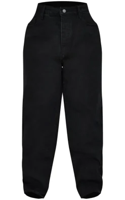 PRETTYLITTLETHING Plus Washed Black Boyfriend Jeans