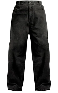 PRETTYLITTLETHING Plus Washed Black High Rise Boyfriend Jeans