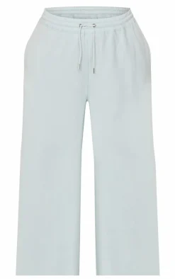 PRETTYLITTLETHING Plus Washed Blue Embroidered Wide Leg Sweatpants