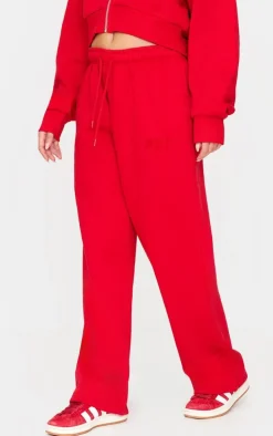 PRETTYLITTLETHING Red Borg Graphic Wide Leg Sweatpants