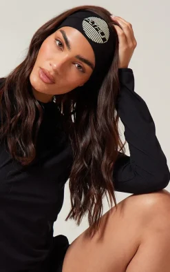 PRETTYLITTLETHING RUN Black Jersey Wide Headband