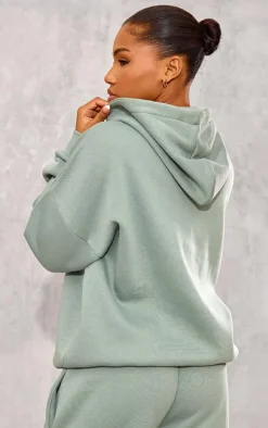 PRETTYLITTLETHING Sage Athletics Club Embossed Graphic Oversized Hoodie