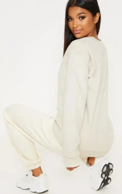 PRETTYLITTLETHING Sand Graphic Oversized Fit Sweatshirt