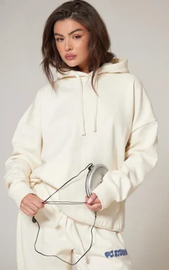 PRETTYLITTLETHING Sand Premium Studio Print Oversized Hoodie