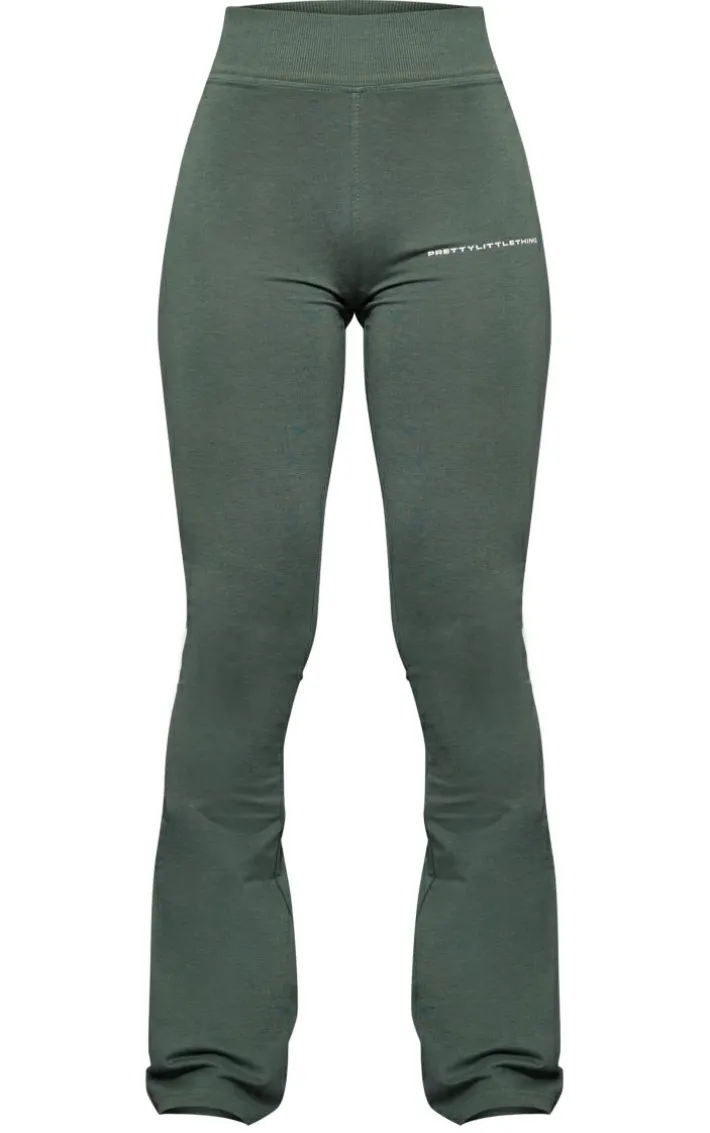 PRETTYLITTLETHING Sea Green Print Flared Pants