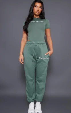 PRETTYLITTLETHING Sea Green Logo Short Sleeved Bodysuit