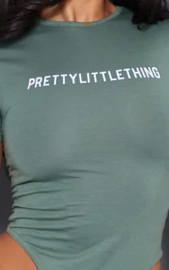PRETTYLITTLETHING Sea Green Logo Short Sleeved Bodysuit