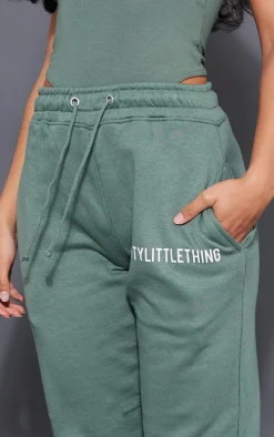 PRETTYLITTLETHING Sea Green Logo High Waisted Cuffed Sweatpant