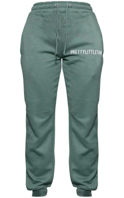 PRETTYLITTLETHING Sea Green Logo High Waisted Cuffed Sweatpant