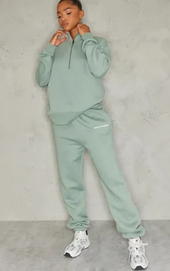 PRETTYLITTLETHING Sea Green Printed Cuffed Sweatpants