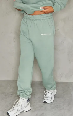 PRETTYLITTLETHING Sea Green Printed Cuffed Sweatpants