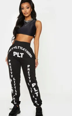 PRETTYLITTLETHING Shape Black Graphic Print Sweatpants