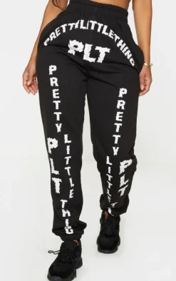 PRETTYLITTLETHING Shape Black Graphic Print Sweatpants