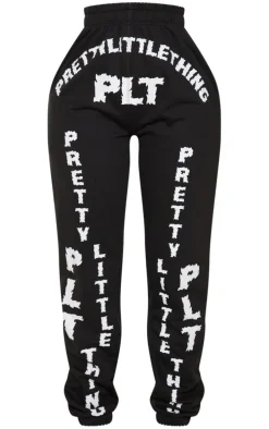 PRETTYLITTLETHING Shape Black Graphic Print Sweatpants