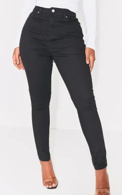 PRETTYLITTLETHING Shape Black High Waisted Super Stretch Denim Jeans