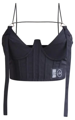 PRETTYLITTLETHING Shape Black Buckle Detail Cargo Corset