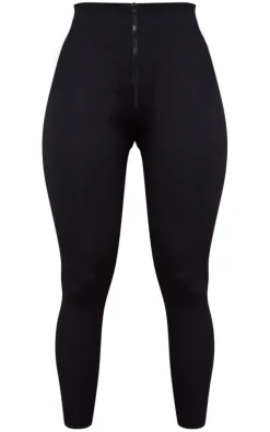 PRETTYLITTLETHING Shape Black Zip Front Contour Leggings