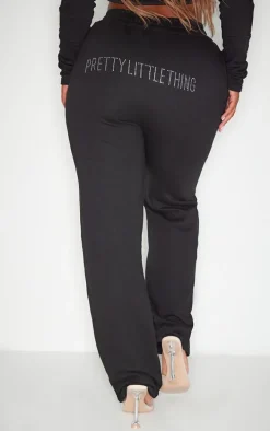 PRETTYLITTLETHING Shape Black Embellished Straight Leg Sweatpants