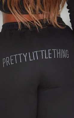 PRETTYLITTLETHING Shape Black Embellished Straight Leg Sweatpants
