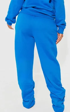 PRETTYLITTLETHING Shape Bright Blue Embroidered Ruched Leg Sweatpants