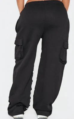 PRETTYLITTLETHING Shape Black Pocket Inside Leg Detail Sweatpants