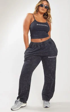 PRETTYLITTLETHING Shape Charcoal Grey Printed Scoop Neck Bralet