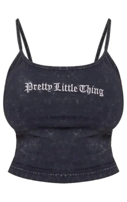 PRETTYLITTLETHING Shape Charcoal Grey Printed Scoop Neck Bralet