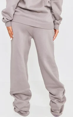 PRETTYLITTLETHING Shape Charcoal Embroidered Ruched Leg Sweatpants