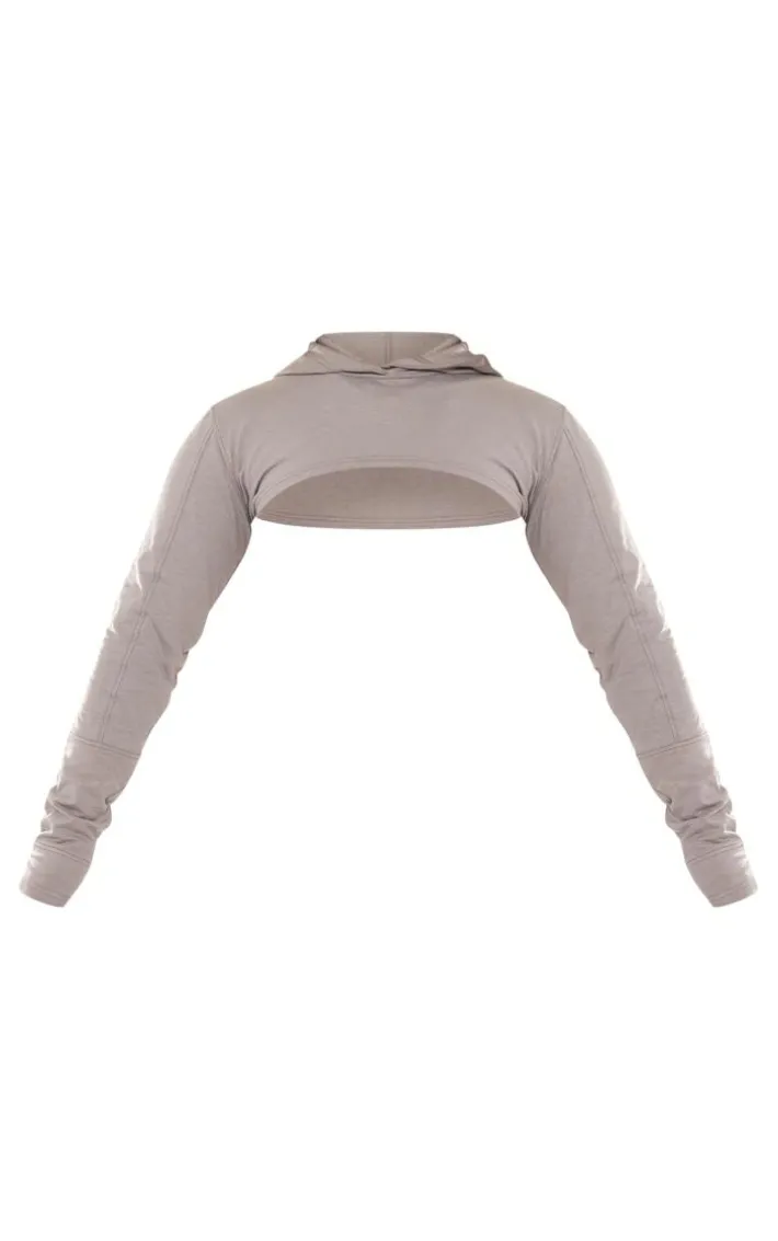 PRETTYLITTLETHING Shape Charcoal Soft Cotton Extreme Cropped Hoodie