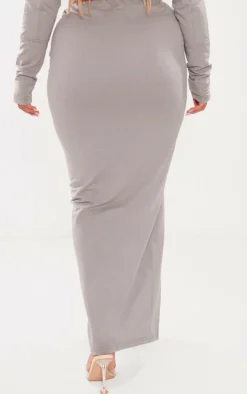 PRETTYLITTLETHING Shape Charcoal Soft Cotton Maxi Skirt