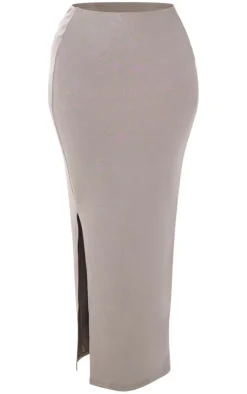 PRETTYLITTLETHING Shape Charcoal Soft Cotton Maxi Skirt