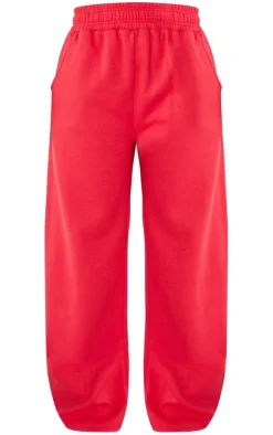 PRETTYLITTLETHING Shape Cherry Red Sweat High Waist Wide Leg Sweatpants