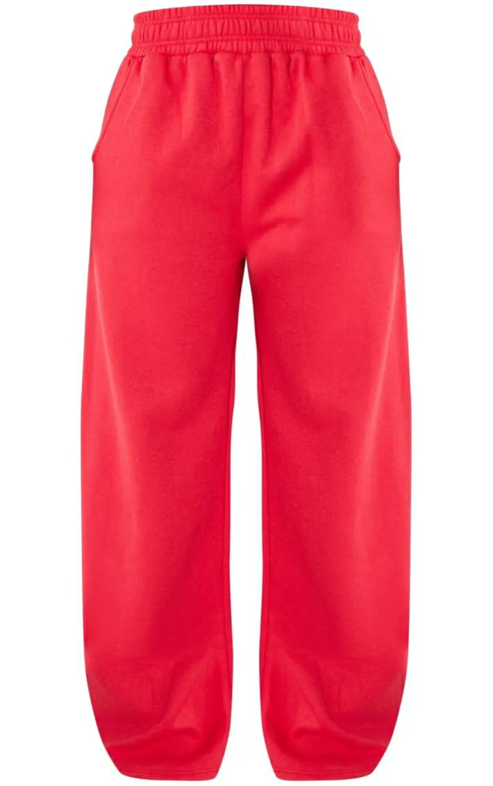 PRETTYLITTLETHING Shape Cherry Red Sweat High Waist Wide Leg Sweatpants