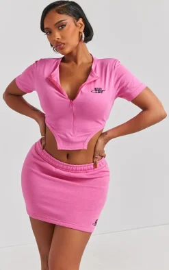 PRETTYLITTLETHING Shape Candy Pink High Waist Sweat Mini Skirt