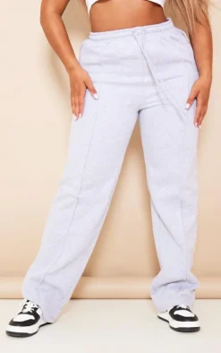 PRETTYLITTLETHING Shape Grey Marl Wide Leg Zip Pocket Sweatpants
