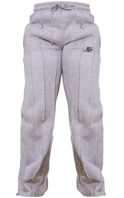 PRETTYLITTLETHING Shape Grey Shape Wide Leg Seam Detail Sweatpants