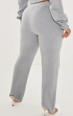 PRETTYLITTLETHING Shape Grey Marl Washed Wide Leg Sweatpants
