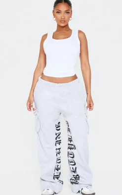 PRETTYLITTLETHING Shape Grey Marl Pocket Inside Leg Detail Sweatpants