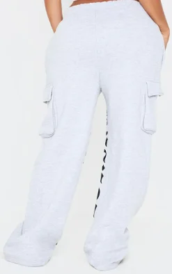 PRETTYLITTLETHING Shape Grey Marl Pocket Inside Leg Detail Sweatpants