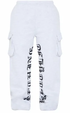 PRETTYLITTLETHING Shape Grey Marl Pocket Inside Leg Detail Sweatpants