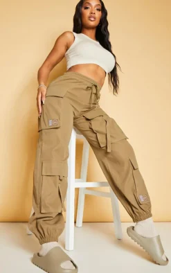 PRETTYLITTLETHING Shape Khaki Cargo Pocket Sweatpants