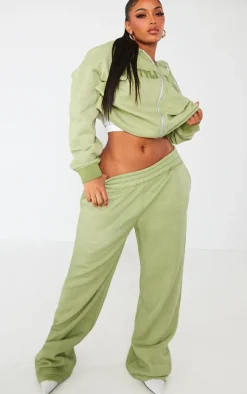 PRETTYLITTLETHING Shape Khaki Washed Wide Leg Sweatpants