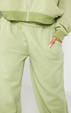 PRETTYLITTLETHING Shape Khaki Washed Wide Leg Sweatpants
