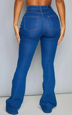 PRETTYLITTLETHING Shape Mid Blue Wash Stretch Denim Flared Jeans