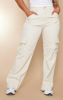 PRETTYLITTLETHING Shape New Nude Buckle Detail Cargo Wide Leg Pants